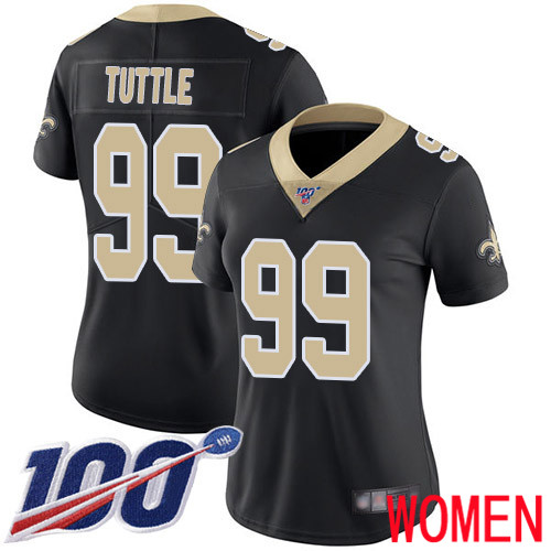 New Orleans Saints Limited Black Women Shy Tuttle Home Jersey NFL Football #99 100th Season Vapor Untouchable Jersey